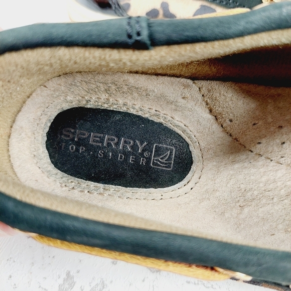 Sperry Topsider Women’s Black Leopard Angelfish Boat Shoes Flat Loafers D292 - Picture 6 of 8